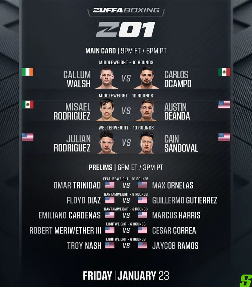 Участники и кард турнира Zuffa Boxing 1